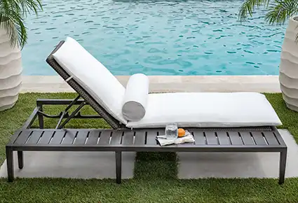 Stunning chaise lounge with built-in storage.