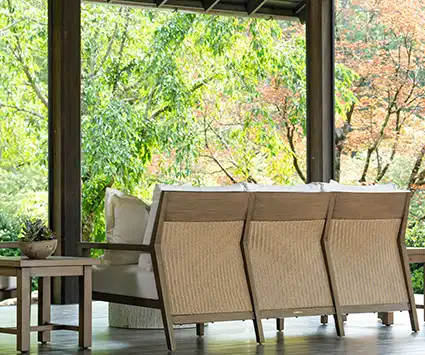 Combining comfort and elegance, the Savannah Aluminum Sofa.