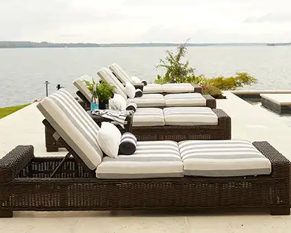 With deep cushions that fold completely flat, the Rustic Woven Chaise Lounge is unlike any other.